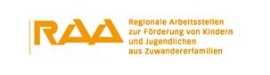 Logo RAA (Regionale Arbeitsstelle zur Förderung von Kindern und Jugendlichen aus Zuwandererfamilien)